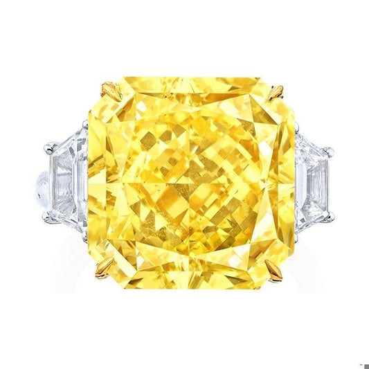Emilio Jewelry Gia Certified 18.00 Carat Fancy Intense Yellow Diamond Ring