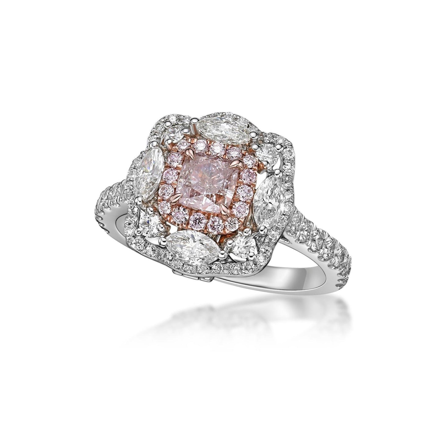 Emilio Jewelry Gia Certified 1.83 Carat Fancy Pink Diamond Cushion Ring