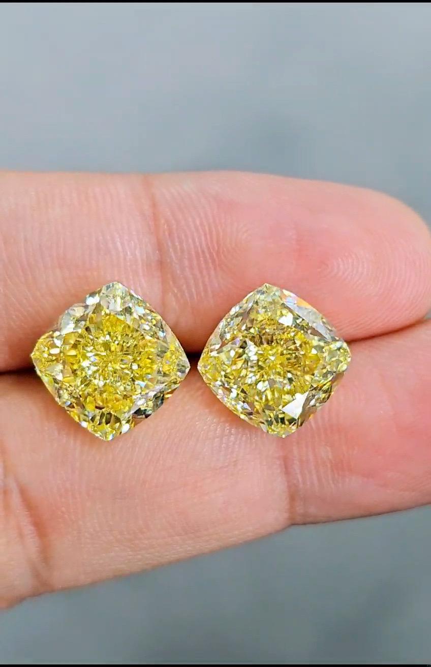 Emilio Jewelry Gia Certified 20.00 Carat Fancy Intense Diamond Earring