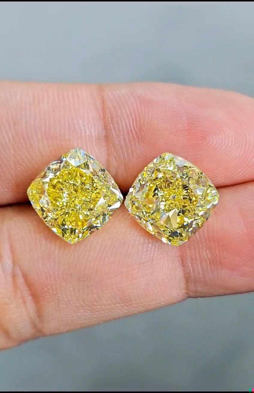 Emilio Jewelry Gia Certified 20.00 Carat Fancy Intense Diamond Earring