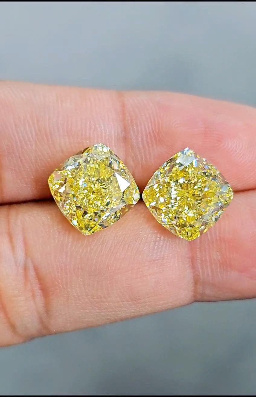 Emilio Jewelry Gia Certified 20.00 Carat Fancy Intense Diamond Earring