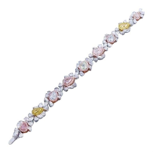 Emilio Jewelry Gia Certified 21.60 Carat Blue Pink Green Diamond Bracelet