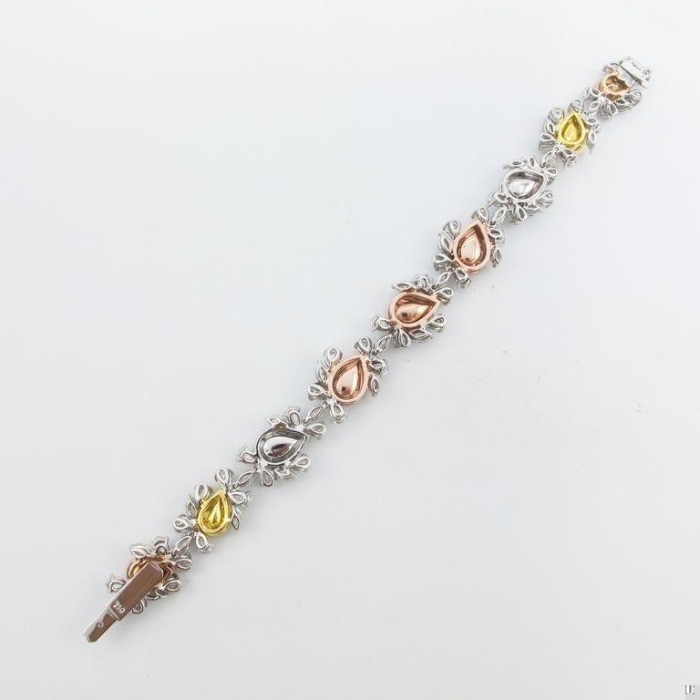 Emilio Jewelry Gia Certified 21.60 Carat Blue Pink Green Diamond Bracelet