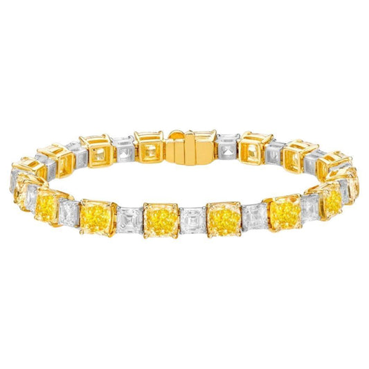 Emilio Jewelry Gia Certified 23.64 Carat Yellow White Diamond Bracelet