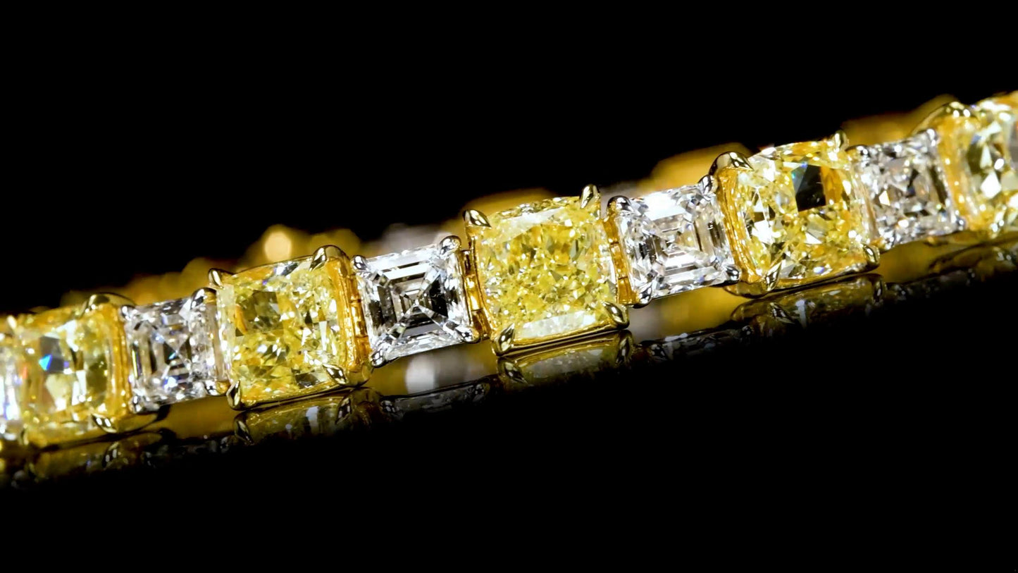 Emilio Jewelry Gia Certified 23.64 Carat Yellow White Diamond Bracelet