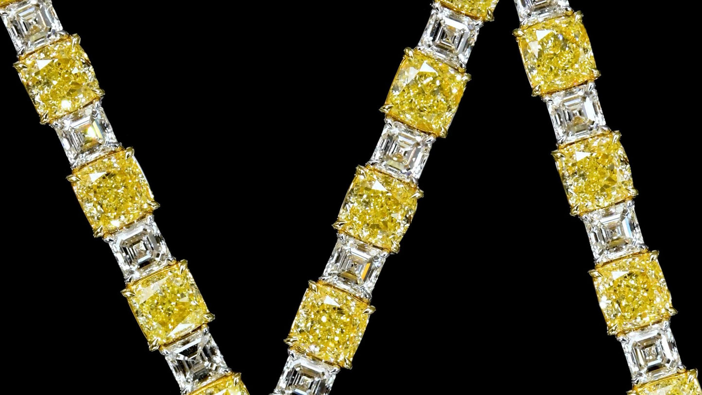 Emilio Jewelry Gia Certified 23.64 Carat Yellow White Diamond Bracelet