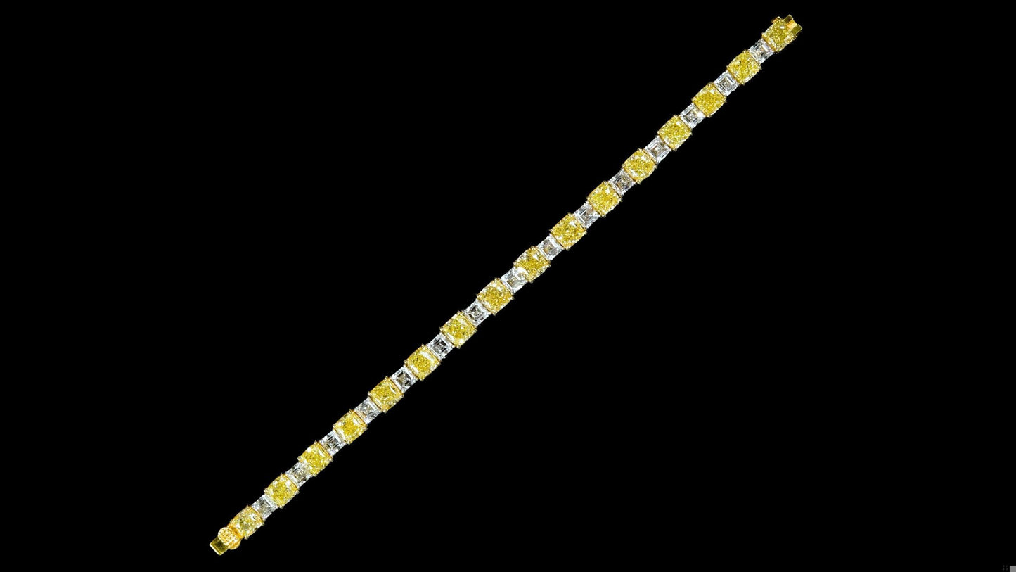 Emilio Jewelry Gia Certified 23.64 Carat Yellow White Diamond Bracelet