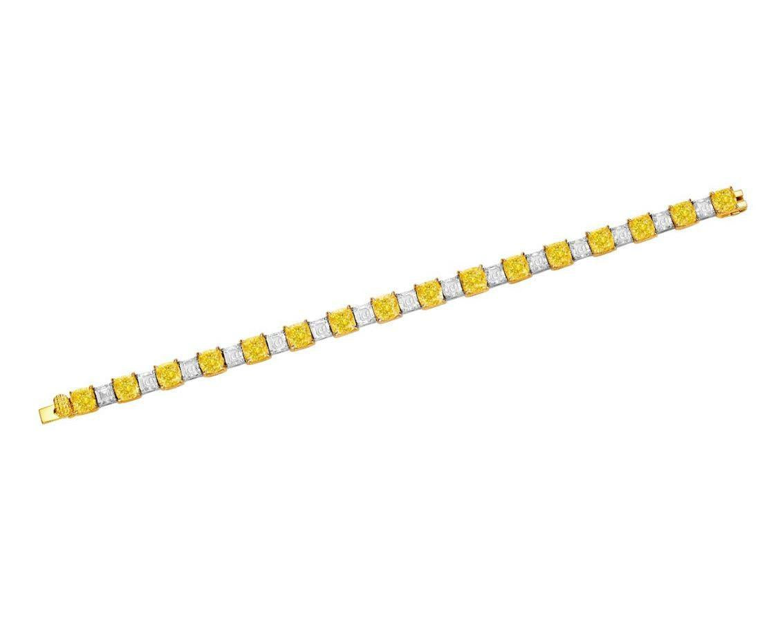 Emilio Jewelry Gia Certified 23.64 Carat Yellow White Diamond Bracelet