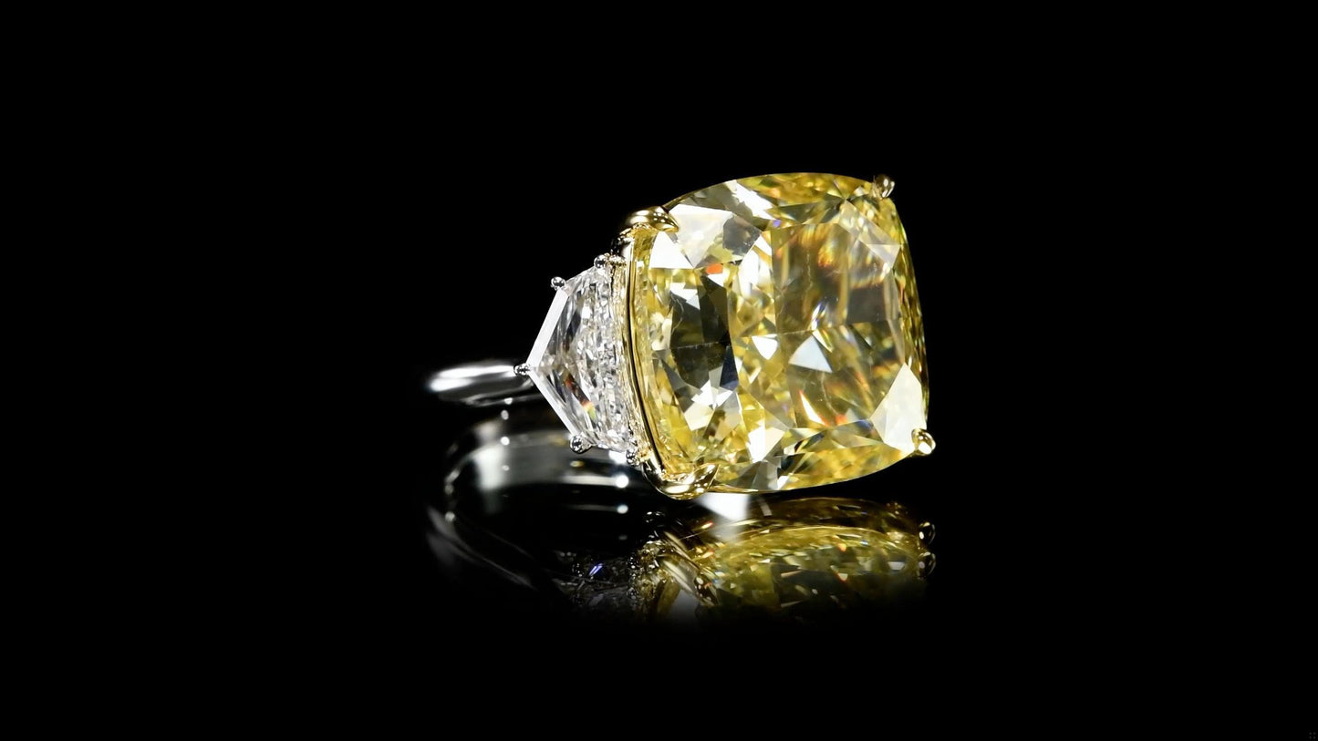 Emilio Jewelry Gia Certified 28.00 Carat Intense Yellow Flawless Diamond Ring