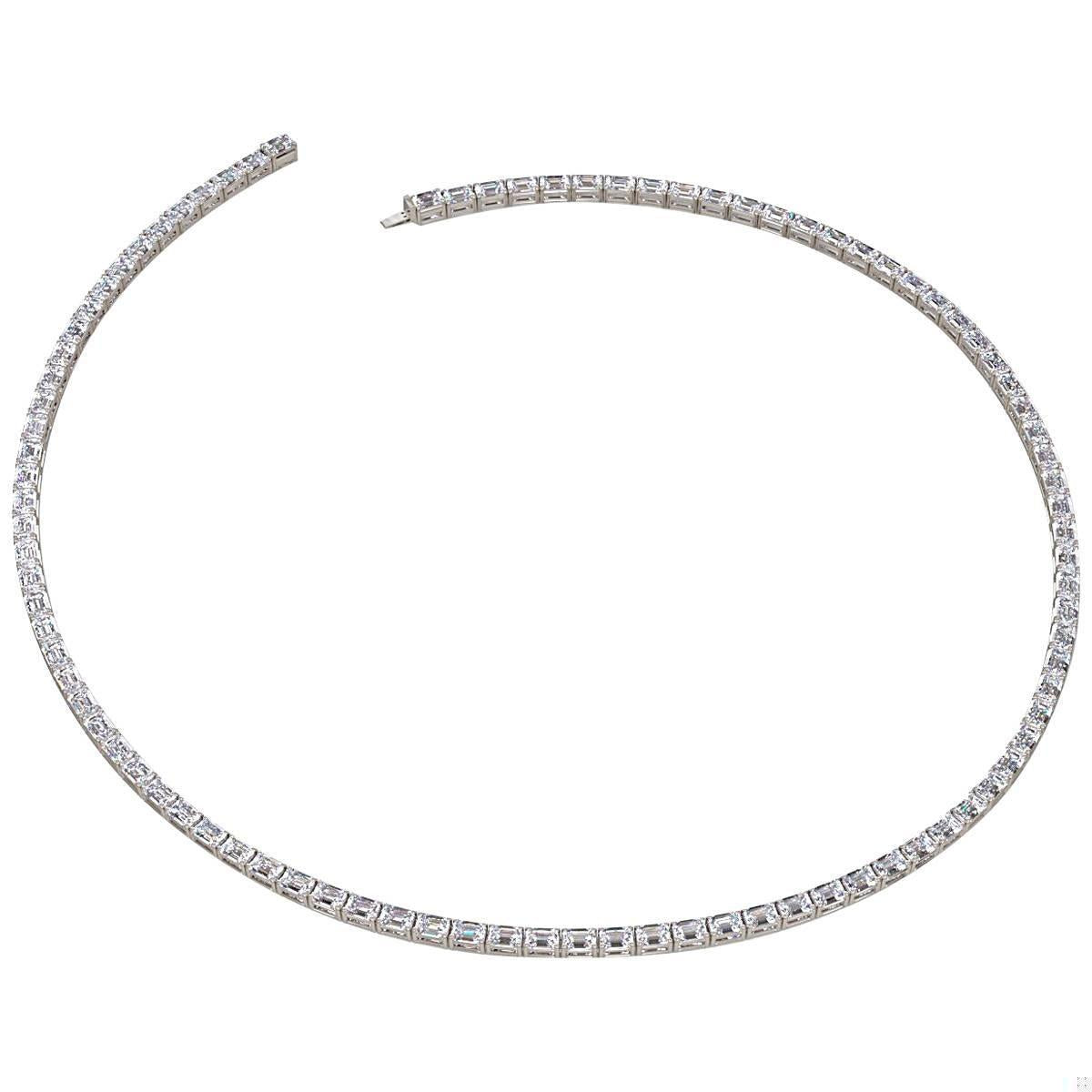 Emilio Jewelry Gia Certified 30.00 Carat Emerald Cut Diamond Necklace