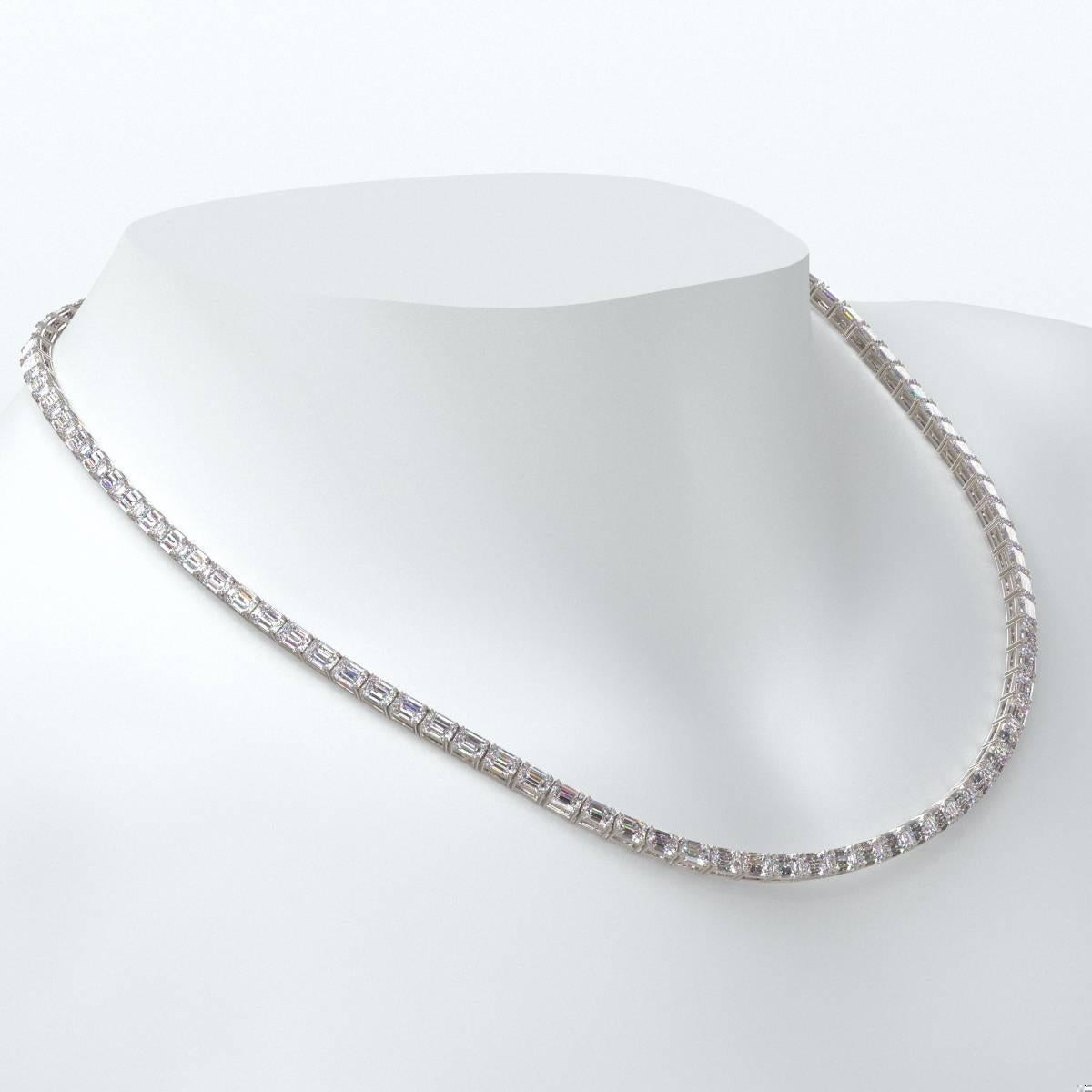 Emilio Jewelry Gia Certified 30.00 Carat Emerald Cut Diamond Necklace