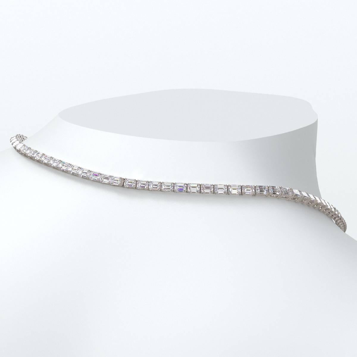 Emilio Jewelry Gia Certified 30.00 Carat Emerald Cut Diamond Necklace