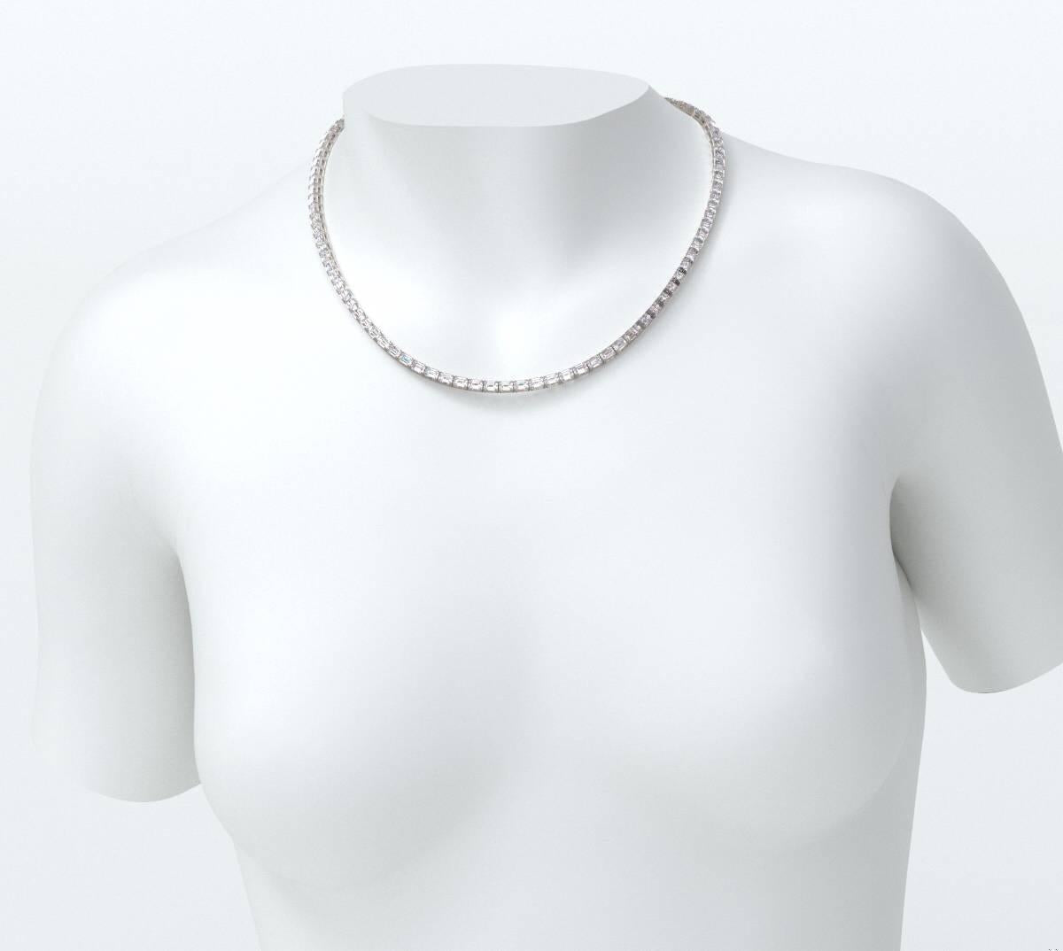 Emilio Jewelry Gia Certified 30.00 Carat Emerald Cut Diamond Necklace