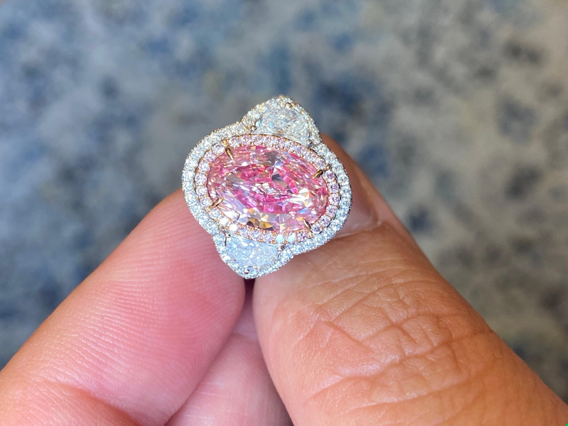 Emilio Jewelry Gia Certified 3.00 Carat Oval Pink Diamond Ring