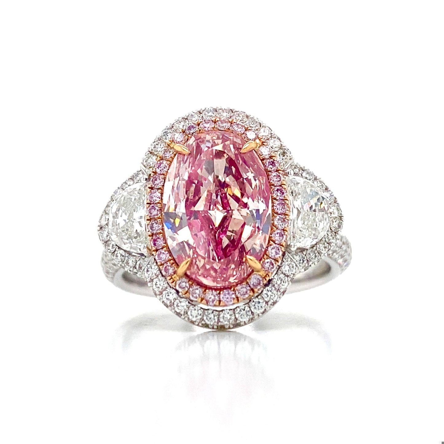 Emilio Jewelry Gia Certified 3.00 Carat Oval Pink Diamond Ring