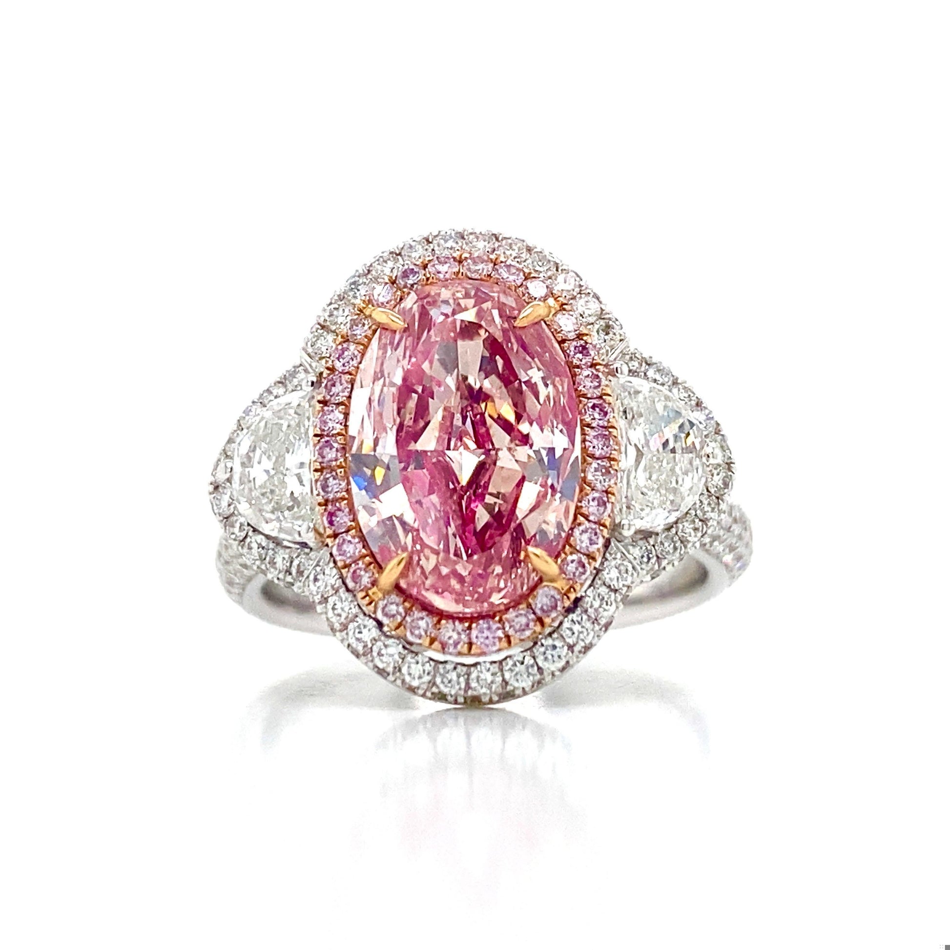 Emilio Jewelry Gia Certified 3.00 Carat Oval Pink Diamond Ring