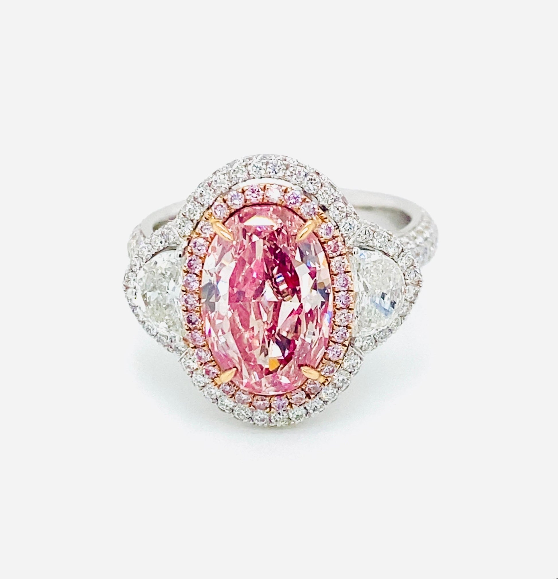 Emilio Jewelry Gia Certified 3.00 Carat Oval Pink Diamond Ring