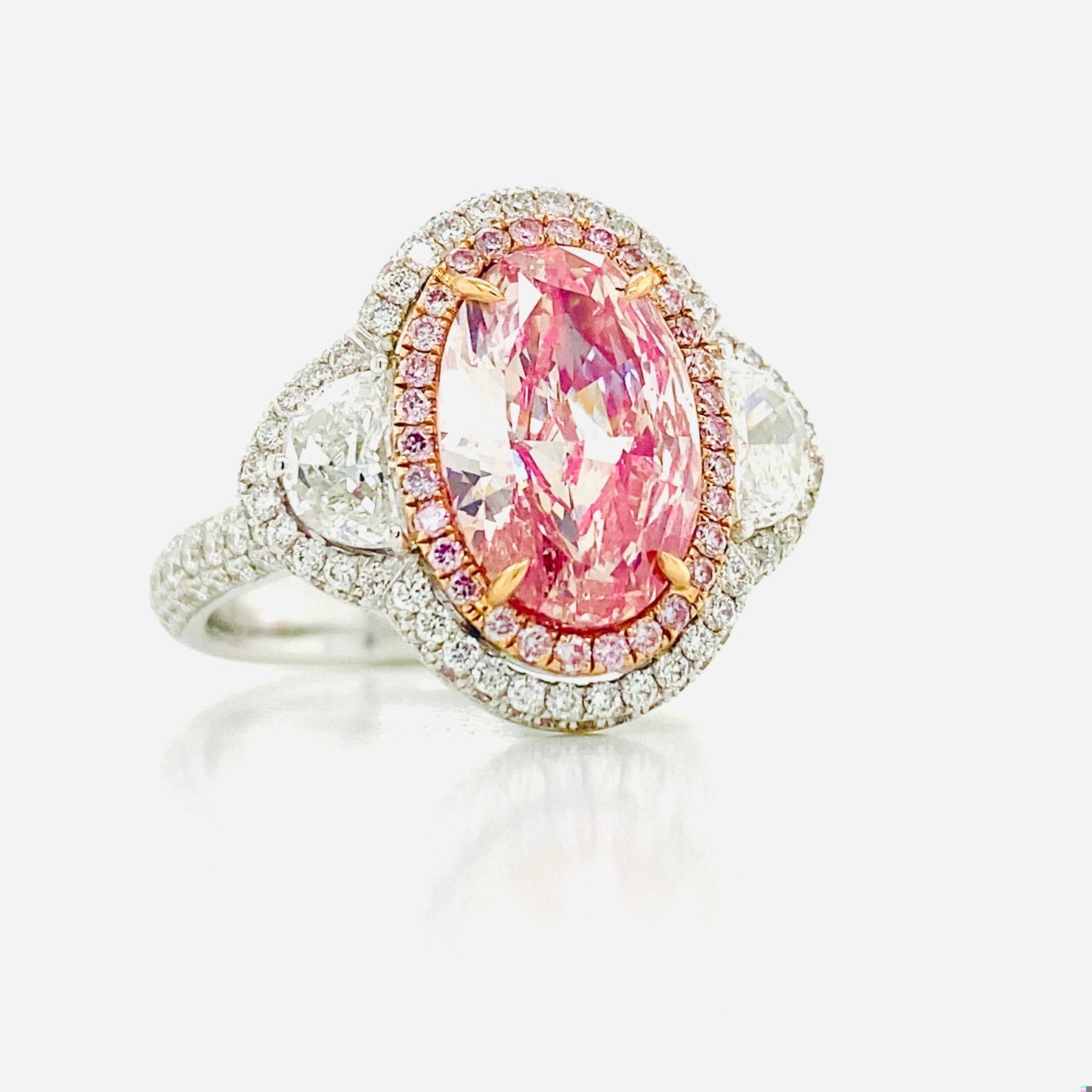 Emilio Jewelry Gia Certified 3.00 Carat Oval Pink Diamond Ring
