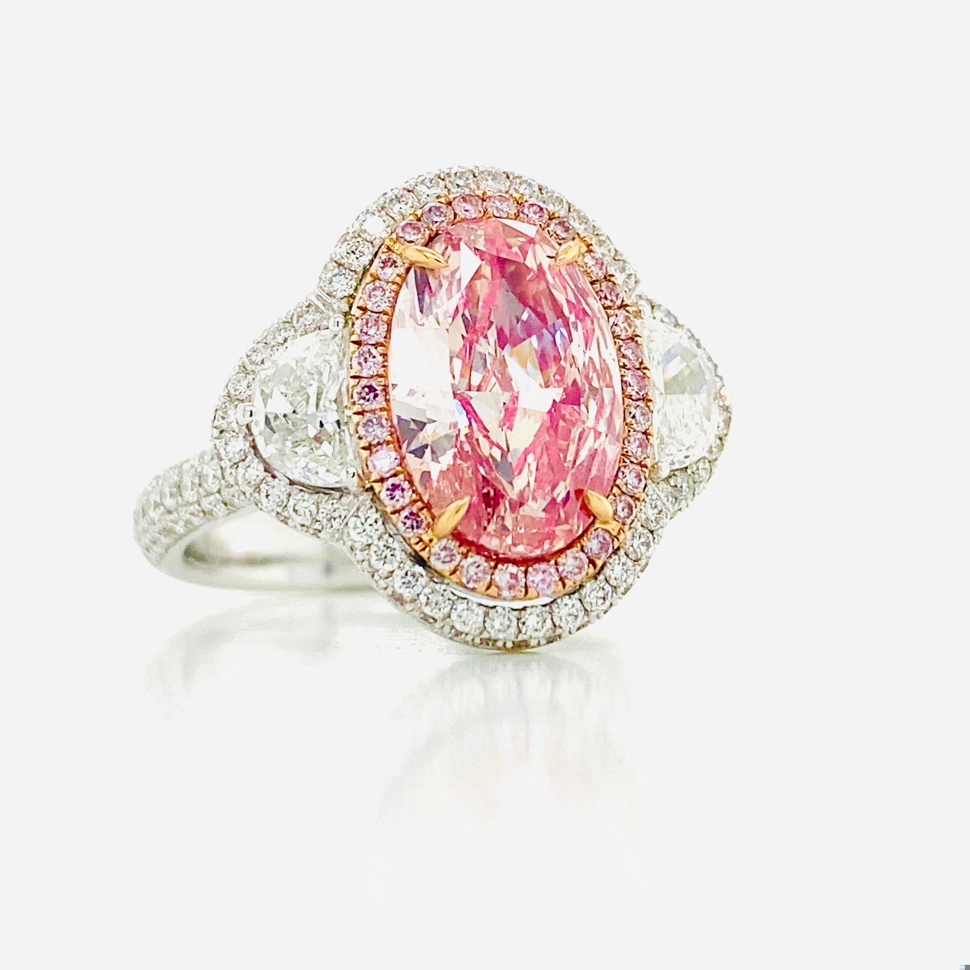 Emilio Jewelry Gia Certified 3.00 Carat Oval Pink Diamond Ring