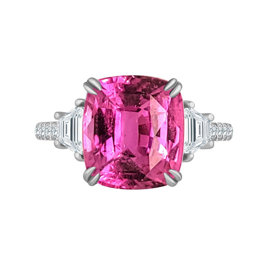 Emilio Jewelry Gia Certified 3.00 Carat Pink Sapphire Diamond Ring