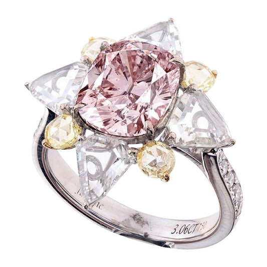 Emilio Jewelry Gia Certified 3.20 Carat Light Pink Diamond Ring
