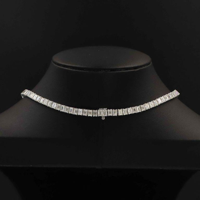 Emilio Jewelry Gia Certified 34.00 Carat Emerald Cut Diamond Necklace