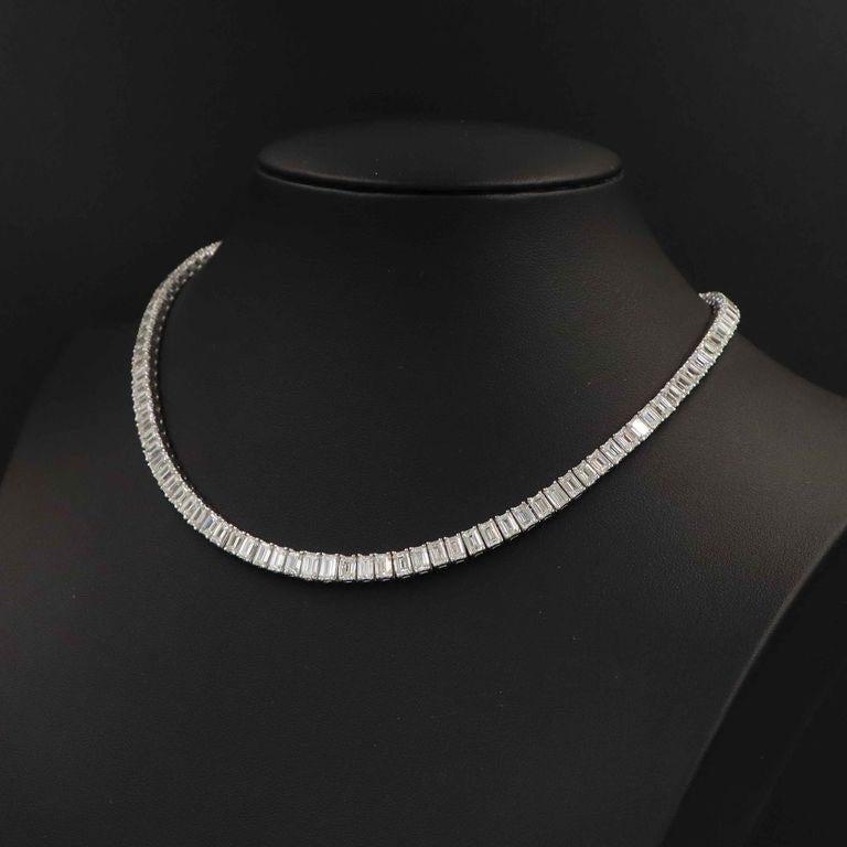 Emilio Jewelry Gia Certified 34.00 Carat Emerald Cut Diamond Necklace