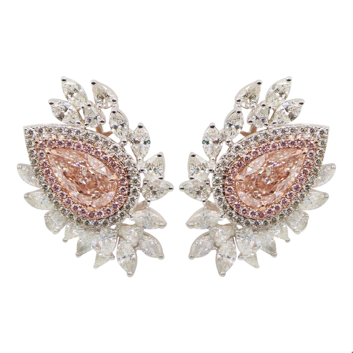 Emilio Jewelry Gia Certified 3.75 Carat Very Light Pink Diamond Earrings