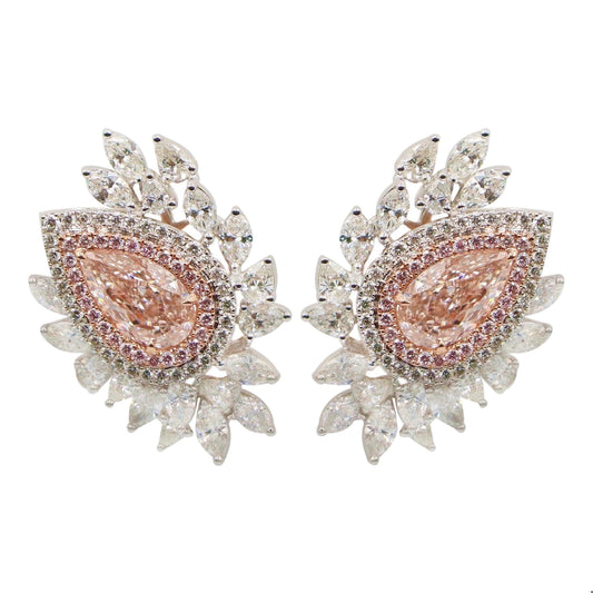 Emilio Jewelry Gia Certified 3.75 Carat Very Light Pink Diamond Earrings
