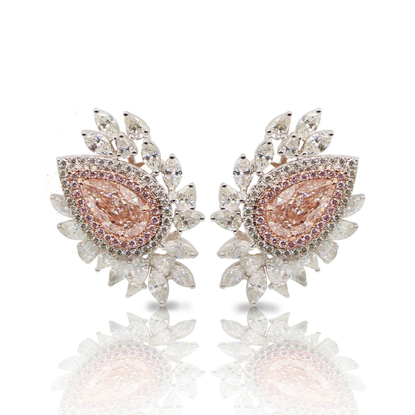Emilio Jewelry Gia Certified 3.75 Carat Very Light Pink Diamond Earrings