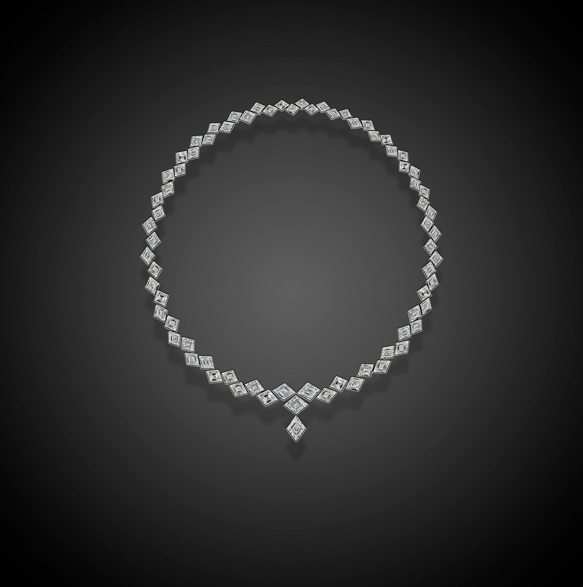 Emilio Jewelry Gia Certified 39.00 Carat Kite Shape Diamond Necklace