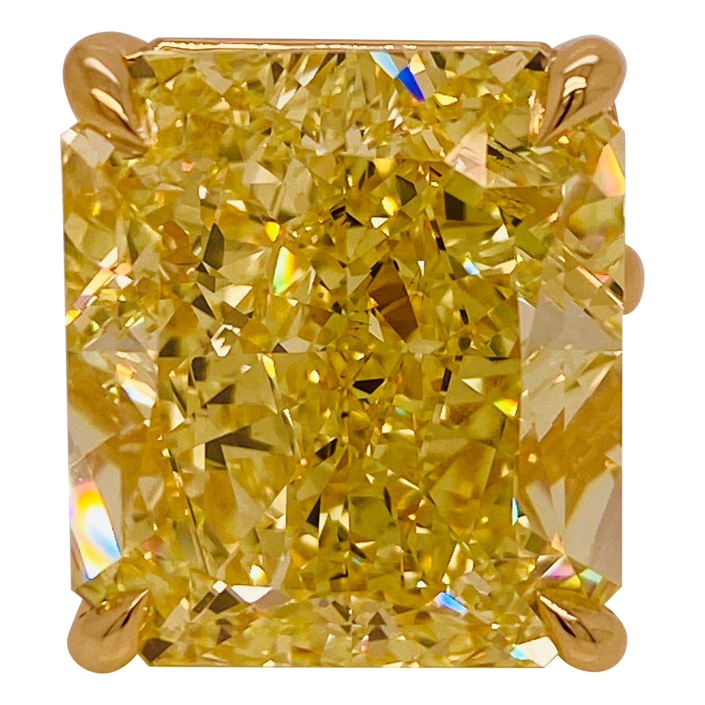 Emilio Jewelry Gia Certified 41.00 Carat Fancy Intense Yellow Diamond Ring