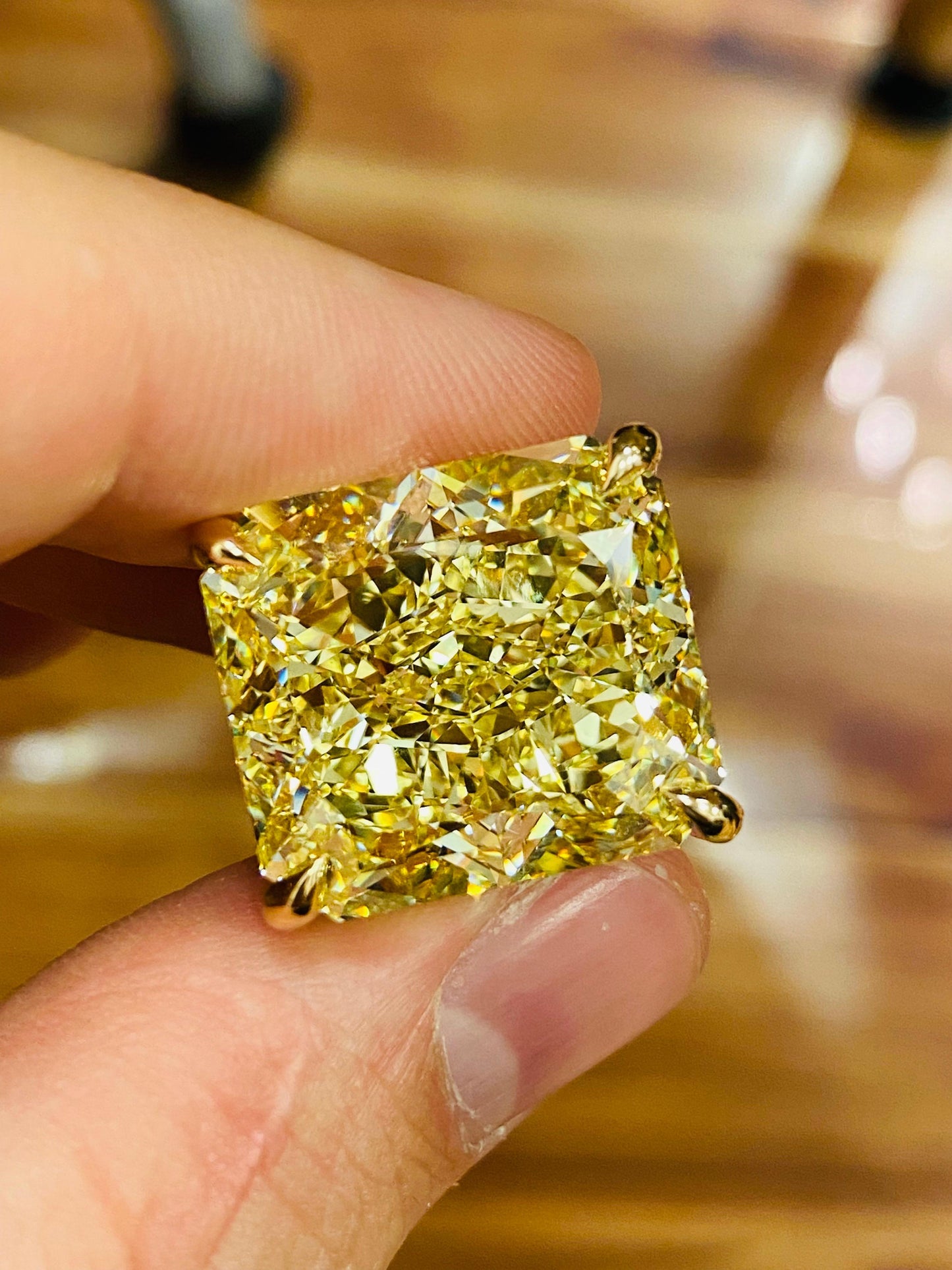 Emilio Jewelry Gia Certified 41.00 Carat Fancy Intense Yellow Diamond Ring