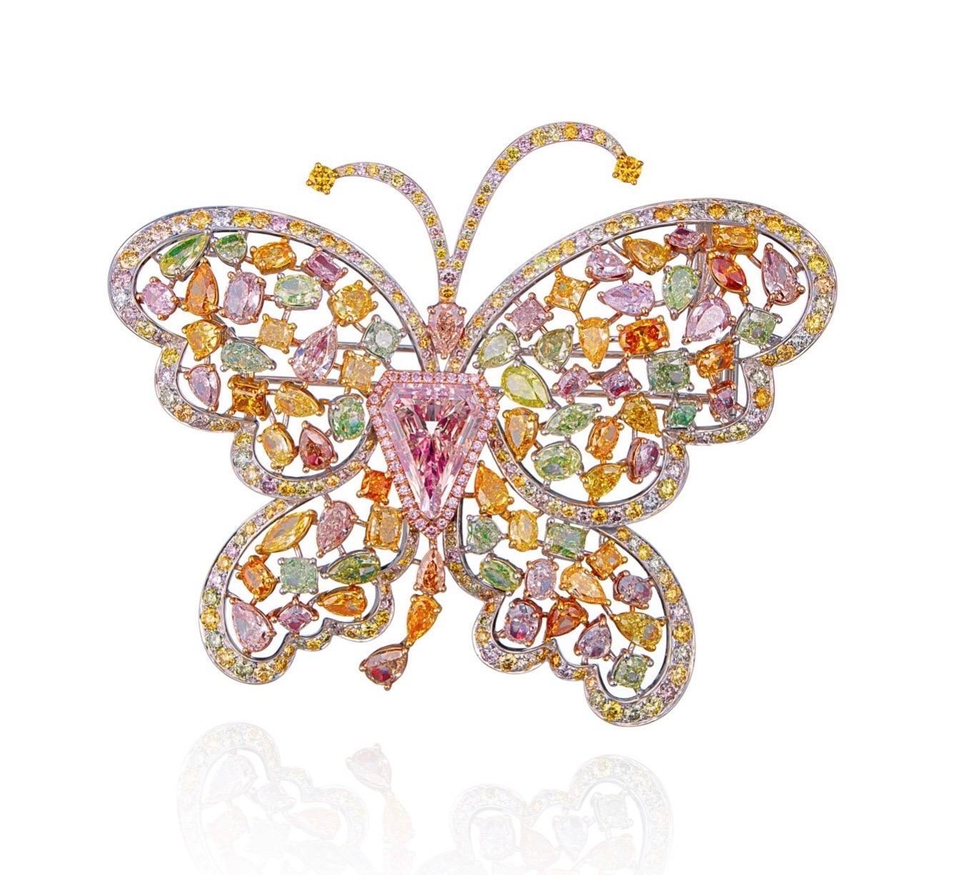 Emilio Jewelry Gia Certified 41.00 Carat Natural Fancy Color Diamond Brooch