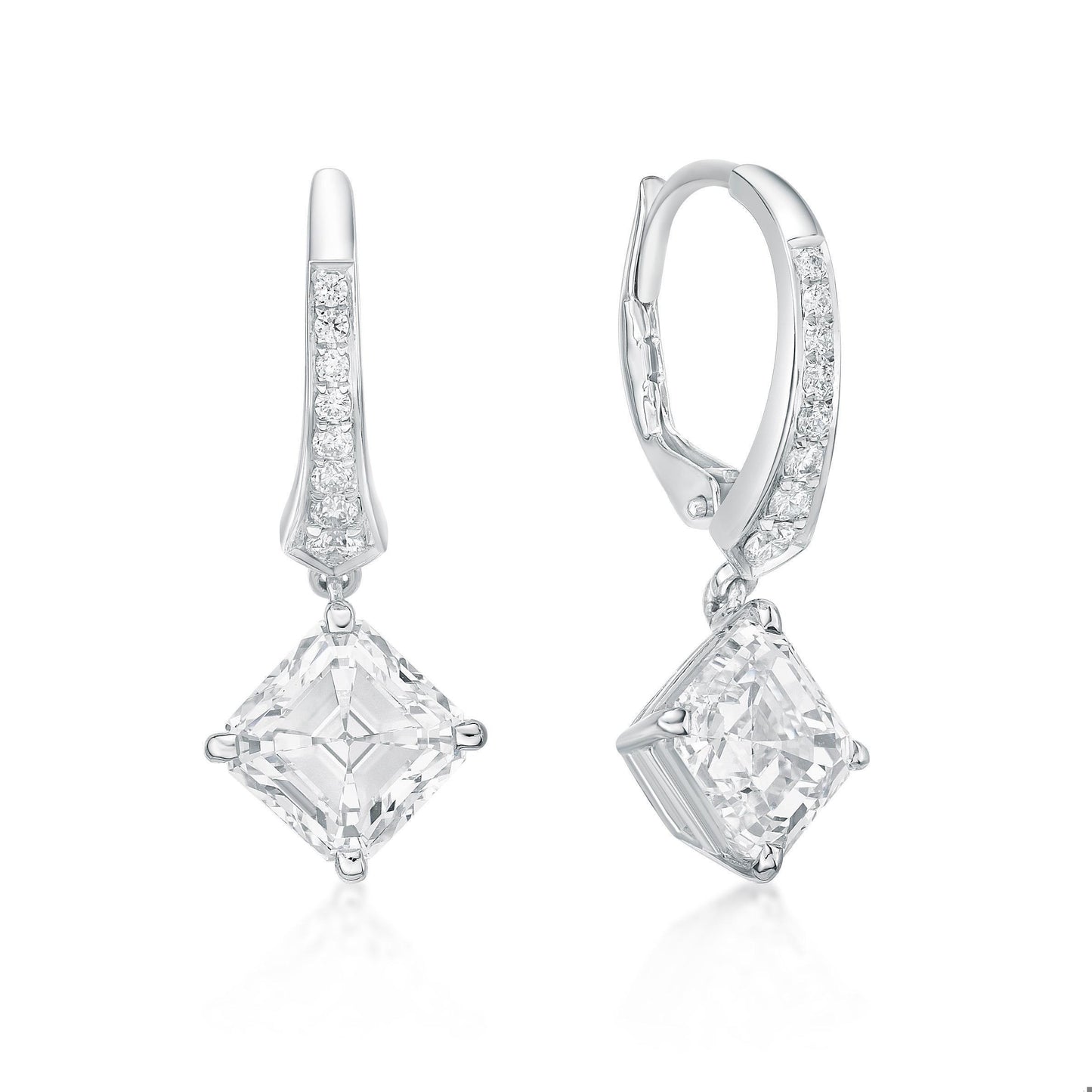 Emilio Jewelry Gia Certified 4.18 Carat Asscher Cut Diamond Earrings