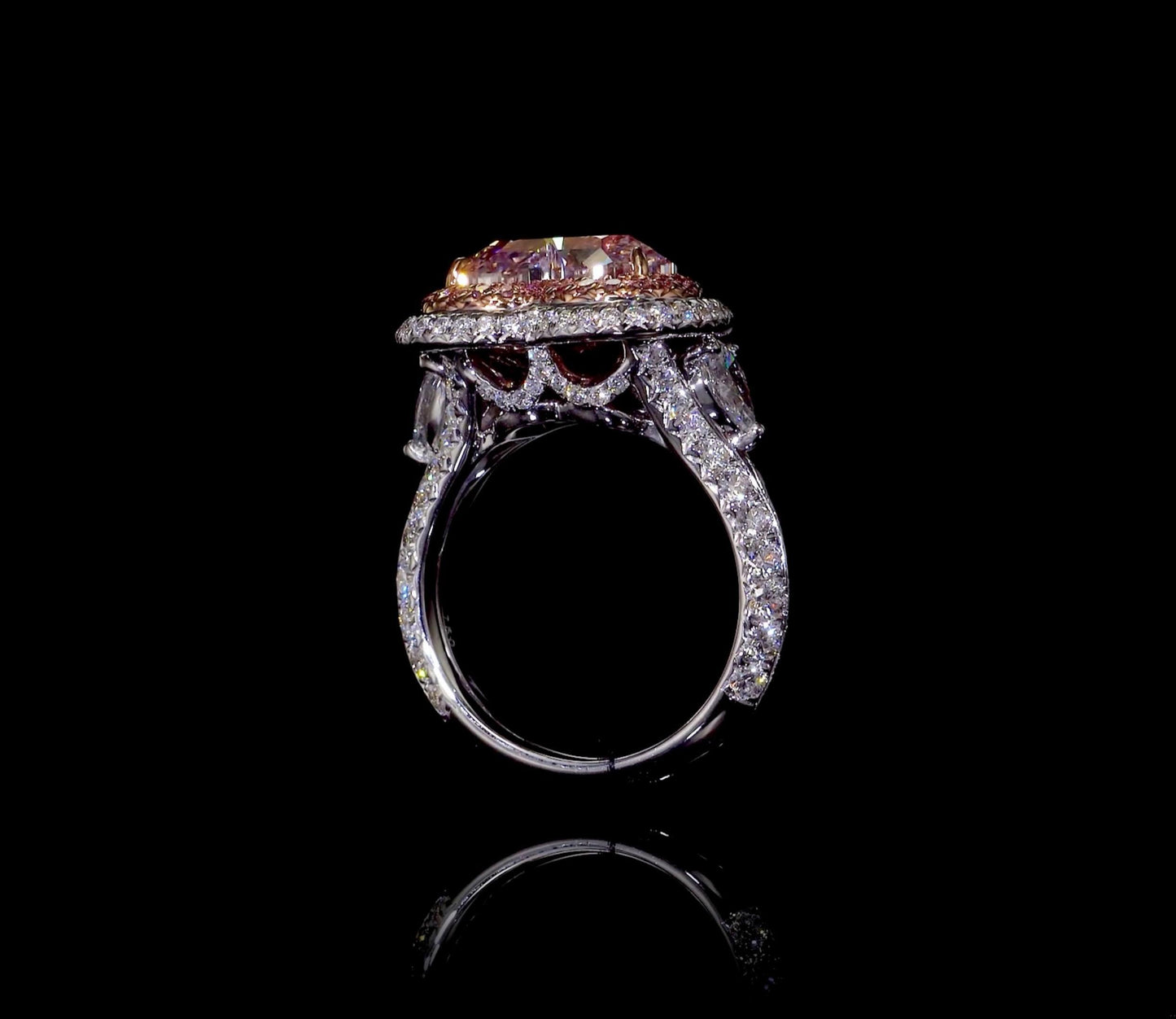 Emilio Jewelry Gia Certified 4.50 Carat Internally Flawless Pink Diamond Ring