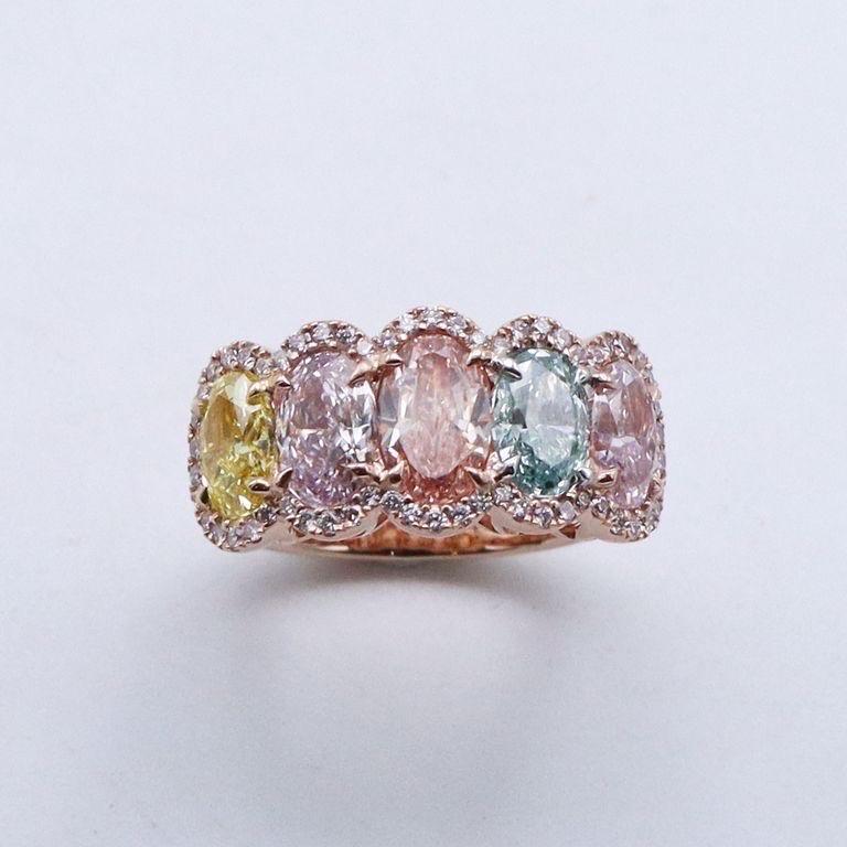 Emilio Jewelry Gia Certified 4.78 Carat Natural Exotic Fancy Color Diamond Band