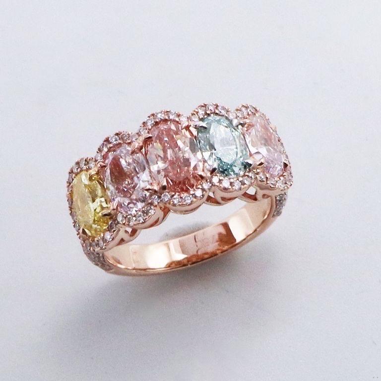 Emilio Jewelry Gia Certified 4.78 Carat Natural Exotic Fancy Color Diamond Band