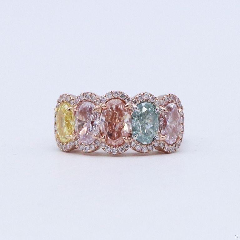 Emilio Jewelry Gia Certified 4.78 Carat Natural Exotic Fancy Color Diamond Band