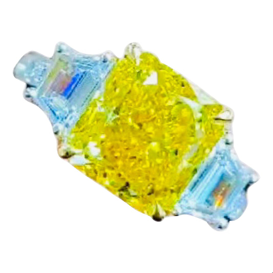 Emilio Jewelry Gia Certified 5.00 Carat Vivid Yellow Diamond Ring