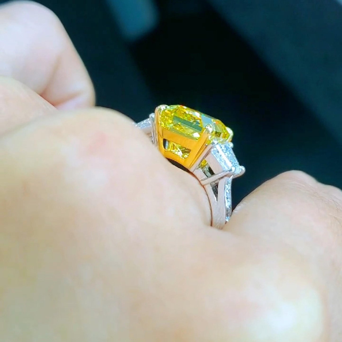 Emilio Jewelry Gia Certified 5.00 Carat Vivid Yellow Diamond Ring