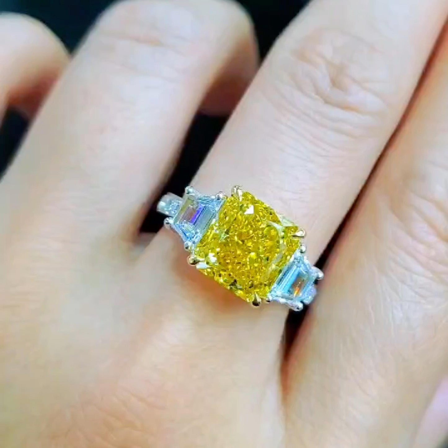 Emilio Jewelry Gia Certified 5.00 Carat Vivid Yellow Diamond Ring
