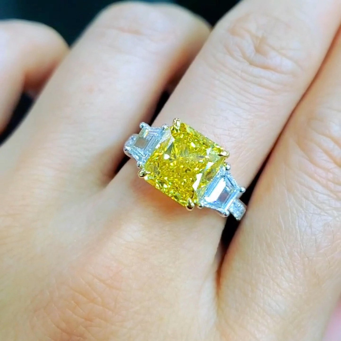 Emilio Jewelry Gia Certified 5.00 Carat Vivid Yellow Diamond Ring