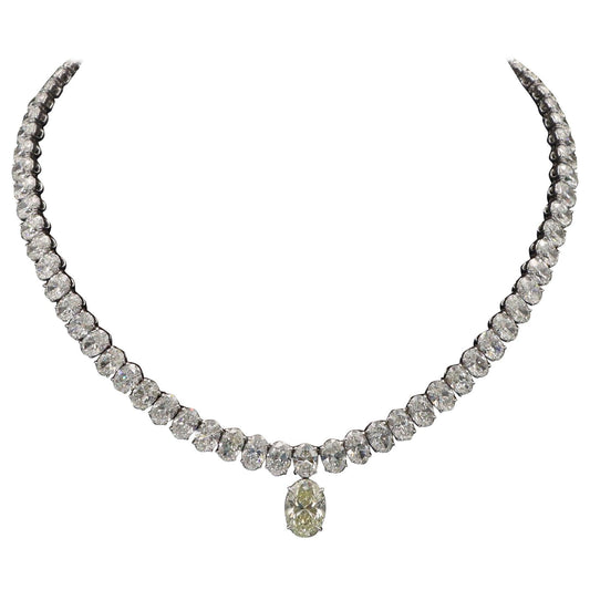 Emilio Jewelry Gia Certified 52.00 Carat Oval Diamond Necklace