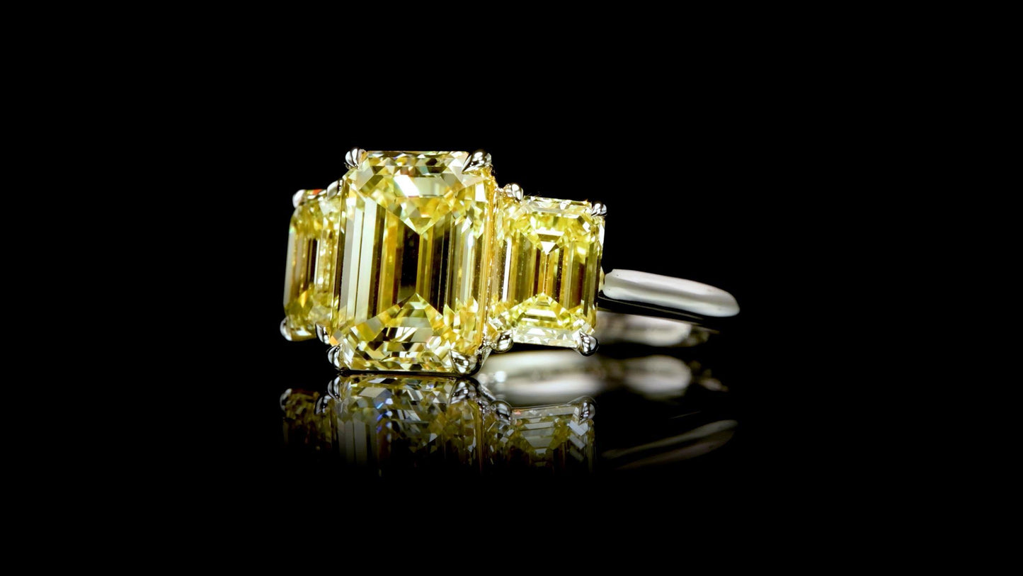 Emilio Jewelry Gia Certified 5.26 Carat Yellow Diamond Ring