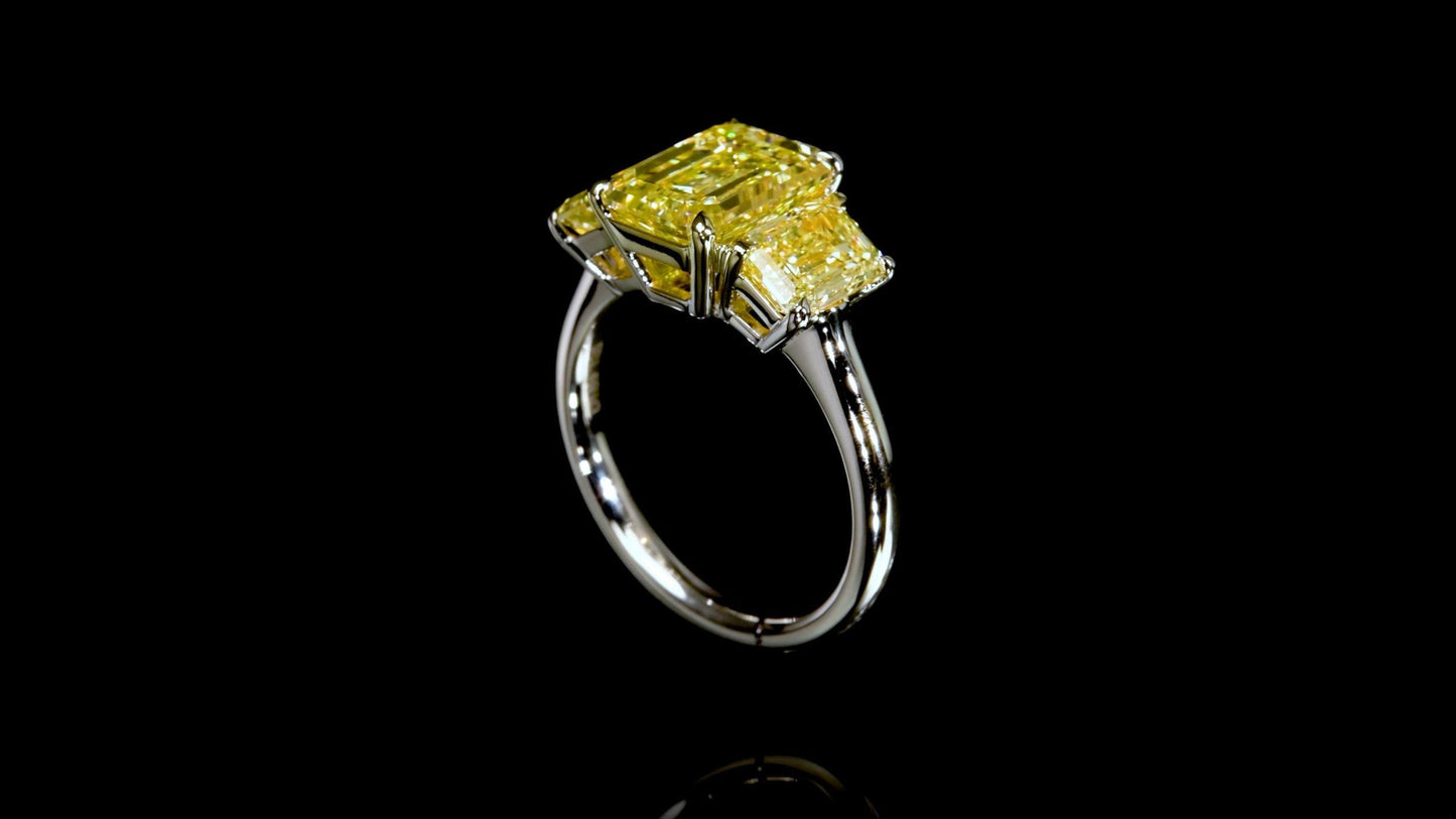 Emilio Jewelry Gia Certified 5.26 Carat Yellow Diamond Ring