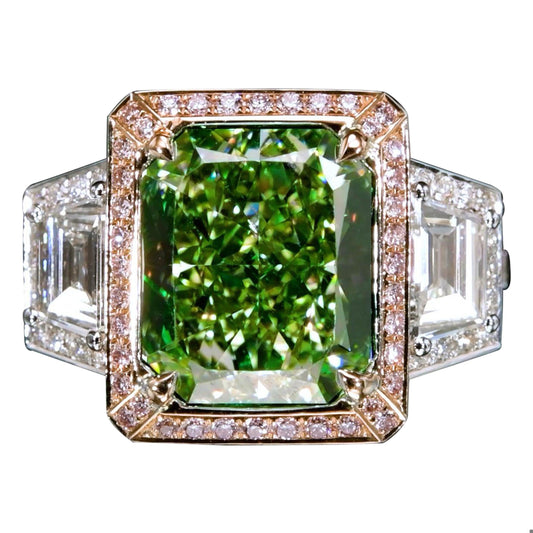 Emilio Jewelry Gia Certified 6.00 Carat Natural Green Diamond Ring