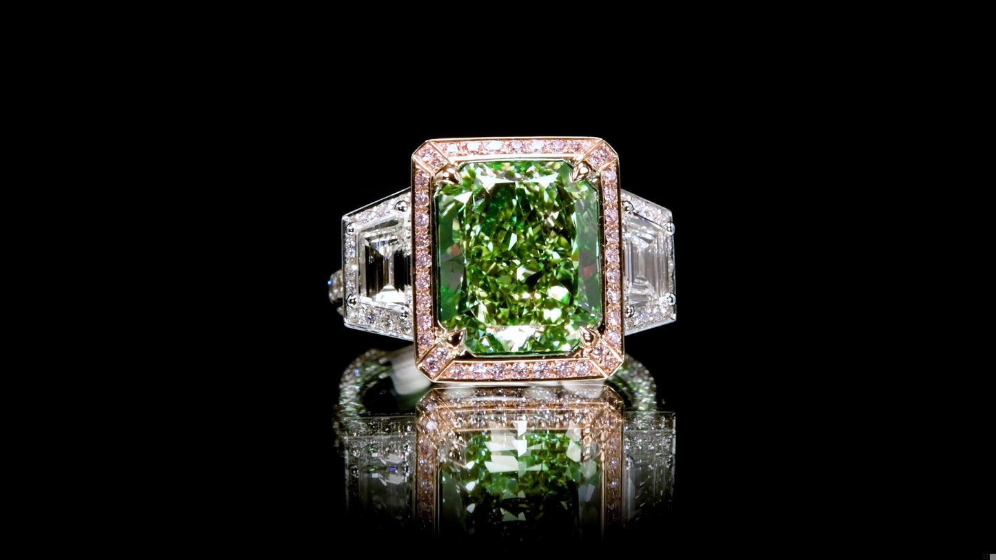 Emilio Jewelry Gia Certified 6.00 Carat Natural Green Diamond Ring