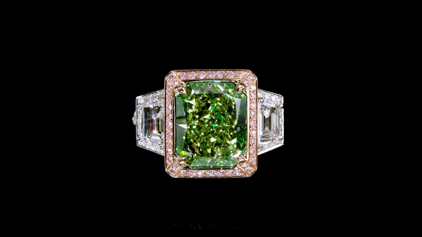 Emilio Jewelry Gia Certified 6.00 Carat Natural Green Diamond Ring