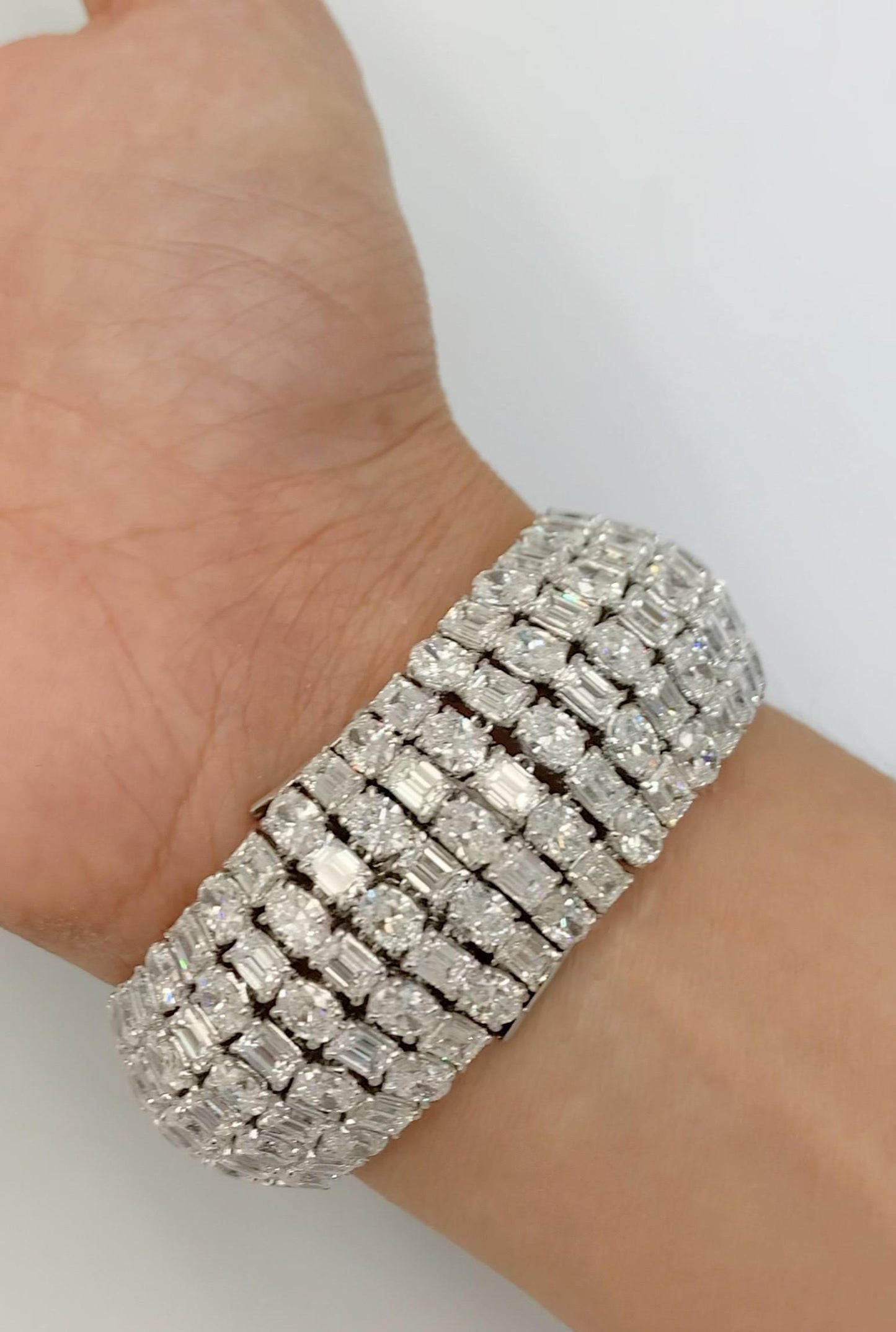 Emilio Jewelry Gia Certified 65.00 Carat Oval Emerald Cut Diamond Bracelet